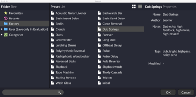 Browsing the presets